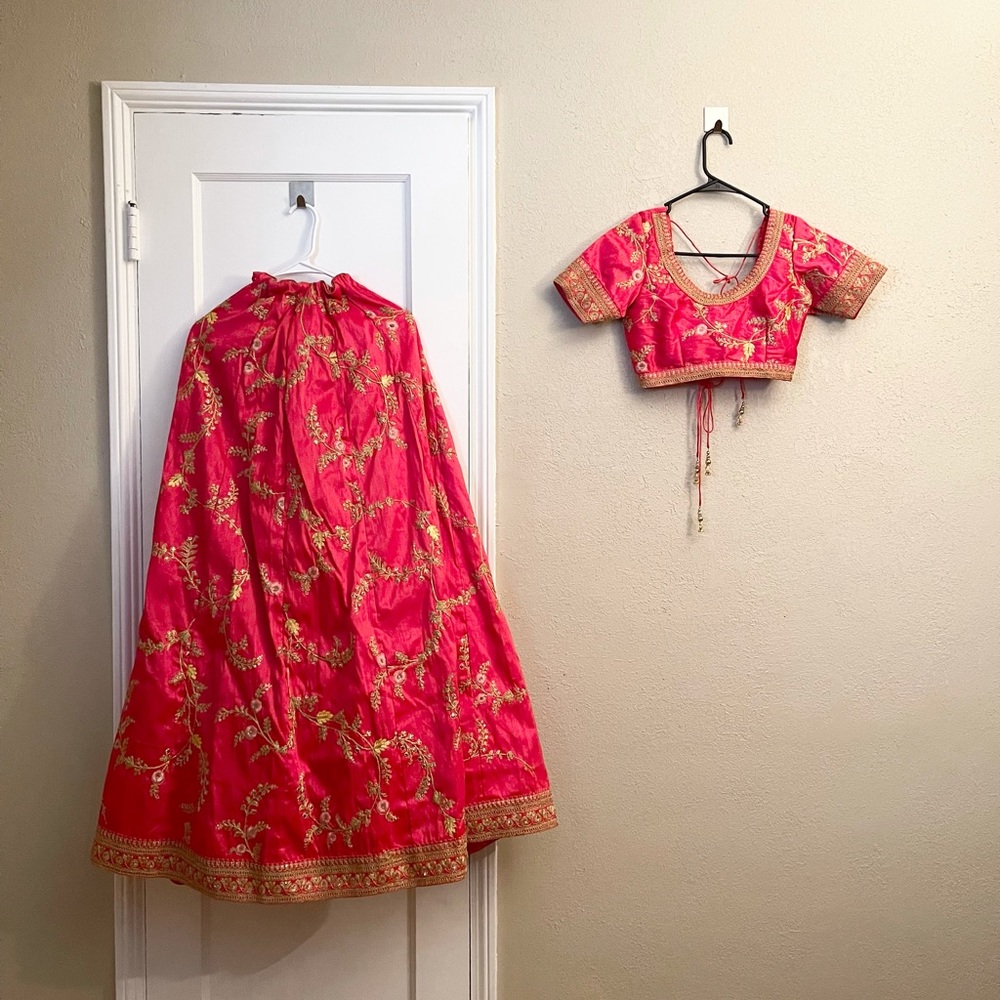 Indian neon pink lehenga set